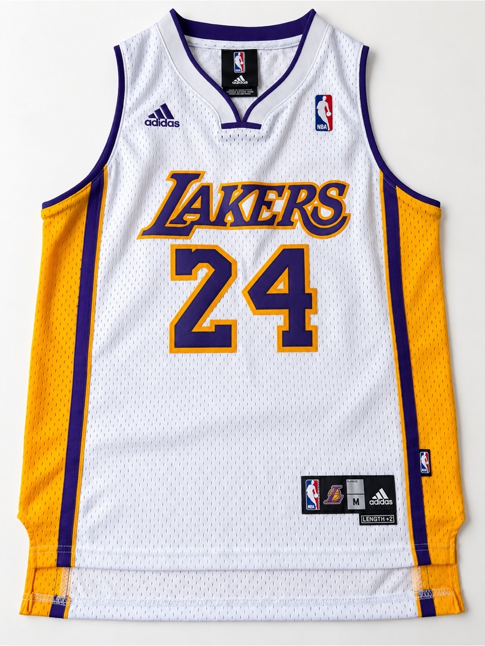 adidas Los Angeles Lakers #24 White, Gold & Purple Kobe Bryant Jersey Youth M